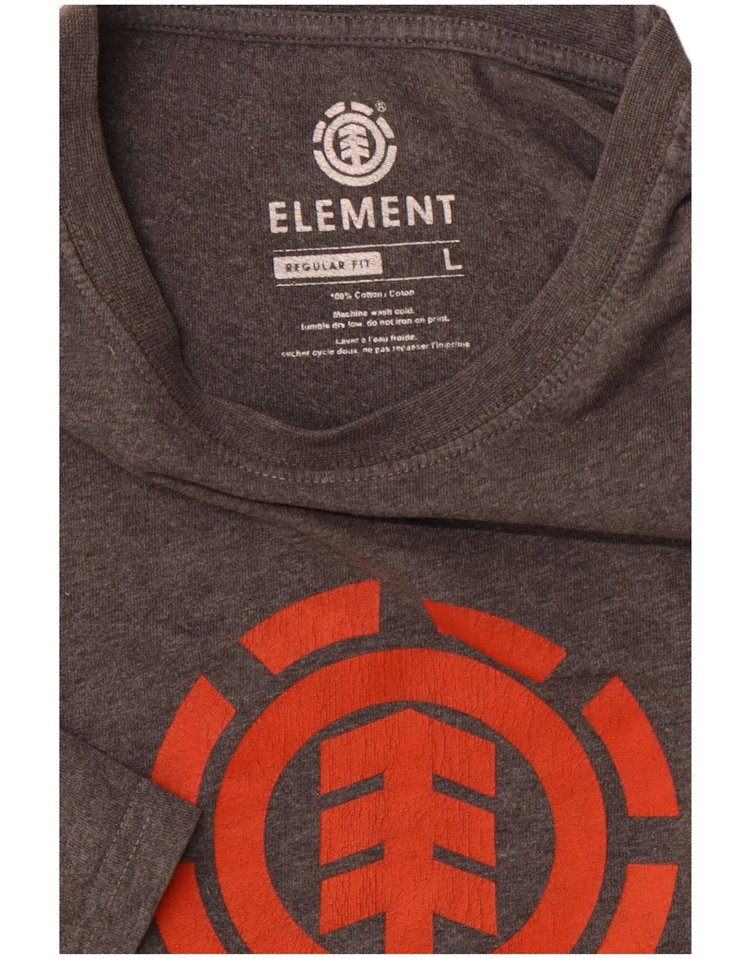 Camiseta masculina ELEMENT com ajuste regular e estampa grande de algodão cinza