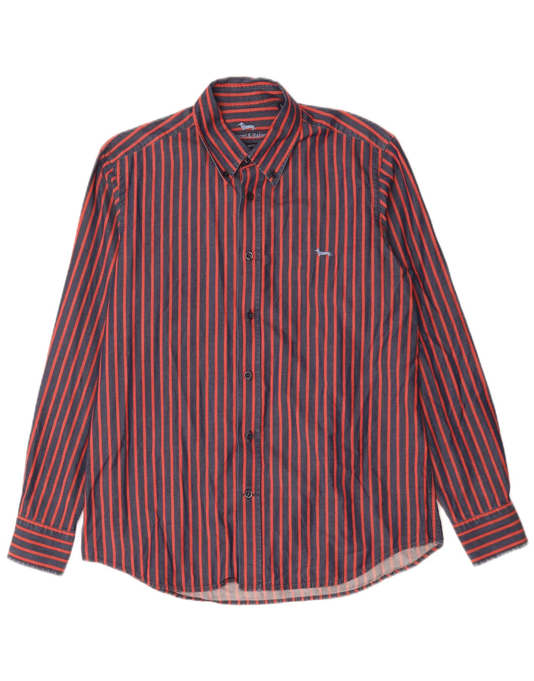 Camisa masculina Harmont & Blaine Regular Fit grande algodão listrado vermelho