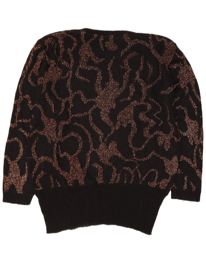 Suéter feminino Dolores com estampa abstrata e gola canoa UE 40 médio preto