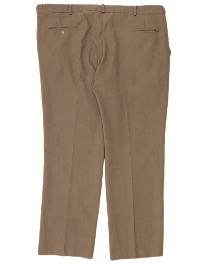 Calça masculina Farah Pegged Suit W42 L30 poliéster marrom