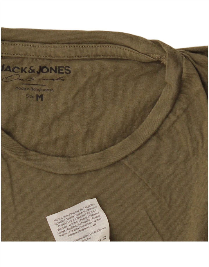 Camiseta masculina JACK & JONES de algodão cáqui médio