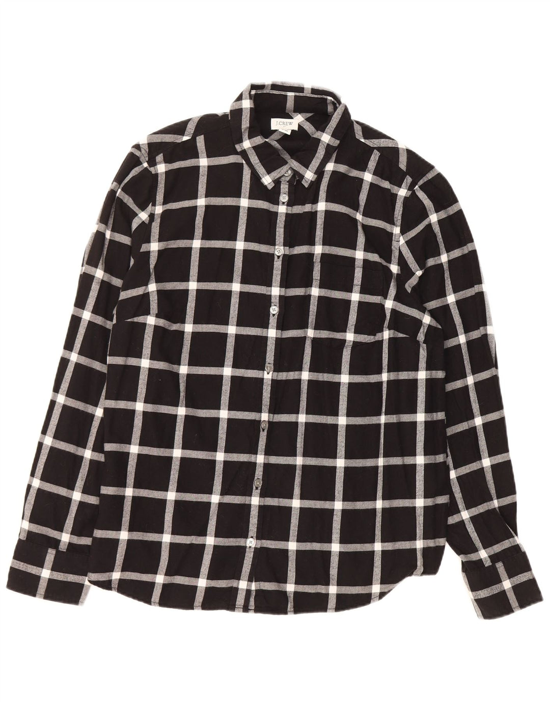 Camisa feminina de flanela J. CREW Reino Unido 16 grande algodão xadrez preto