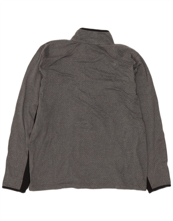NIKE Masculino Dri Fit Zip Neck Pullover Treino Top Cinza Médio Colourblock