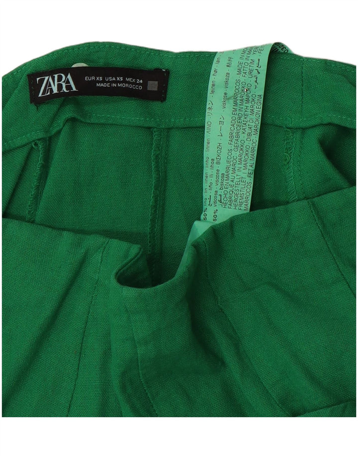 Mini saia feminina Zara XS W24 linho verde