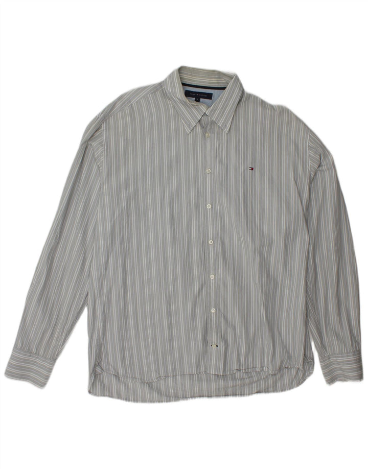 Camisa masculina TOMMY HILFIGER XL algodão listrado cinza