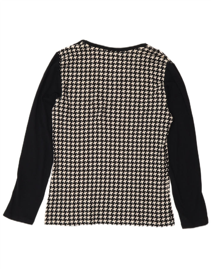 Blusa feminina Ralph Lauren UK 12 algodão houndstooth preto médio