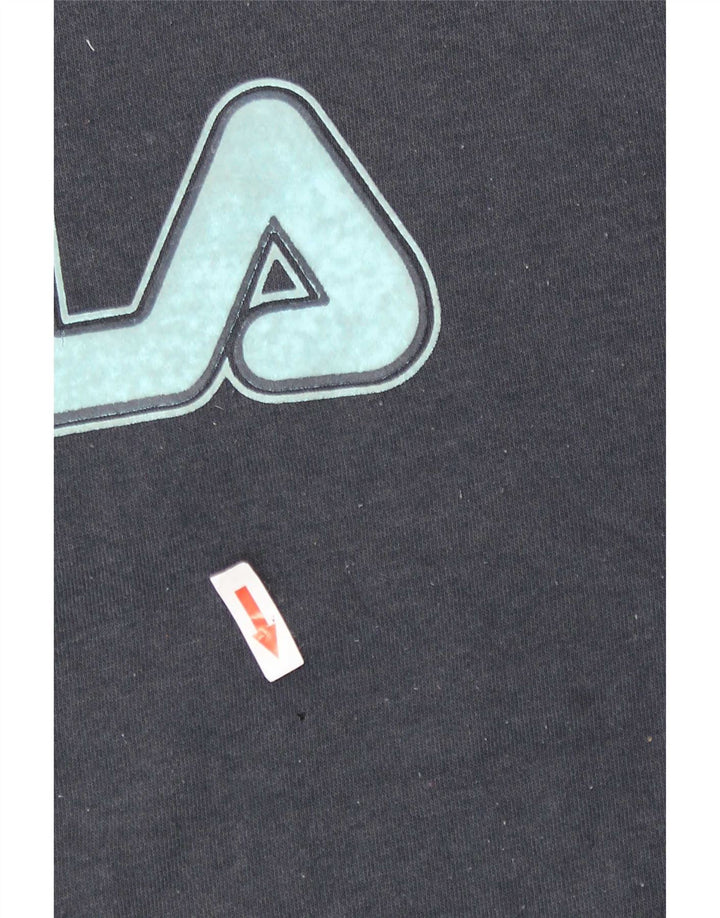 Fila moletom gráfico feminino jumper UK 16 grande azul marinho poliéster