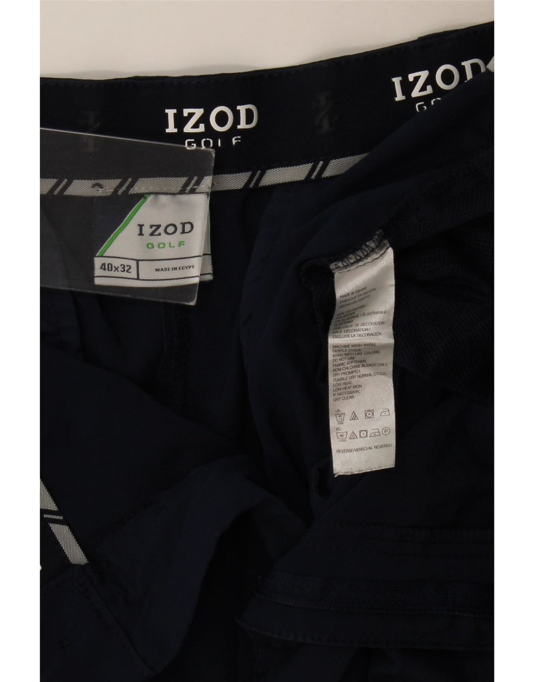Calça Chino Reta Masculina Izod W40 L30 Poliéster Azul Marinho
