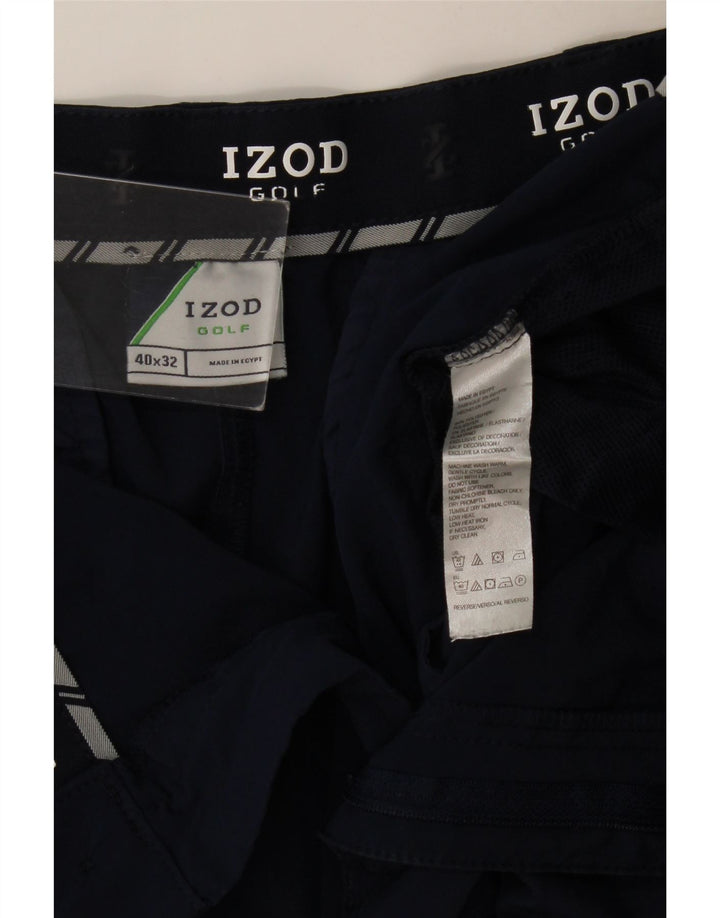 Calça Chino Reta Masculina Izod W40 L30 Poliéster Azul Marinho