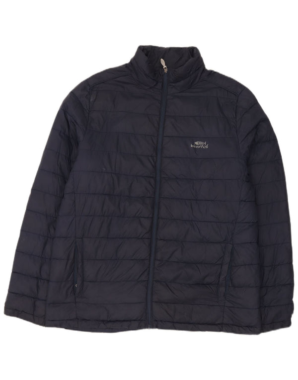 Jaqueta acolchoada masculina Weird Fish UK 40 grande nylon azul marinho