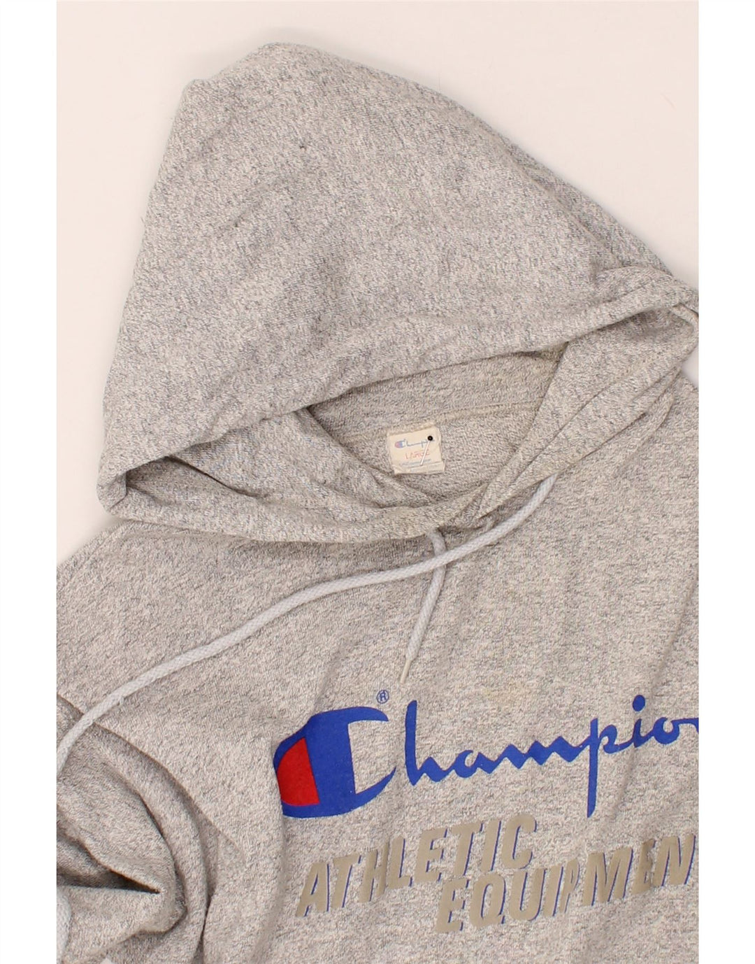CHAMPION Mens Graphic Hoodie Jumper Large Grey Cotton Vintage Champion and Second-Hand Champion from Messina Hembry 