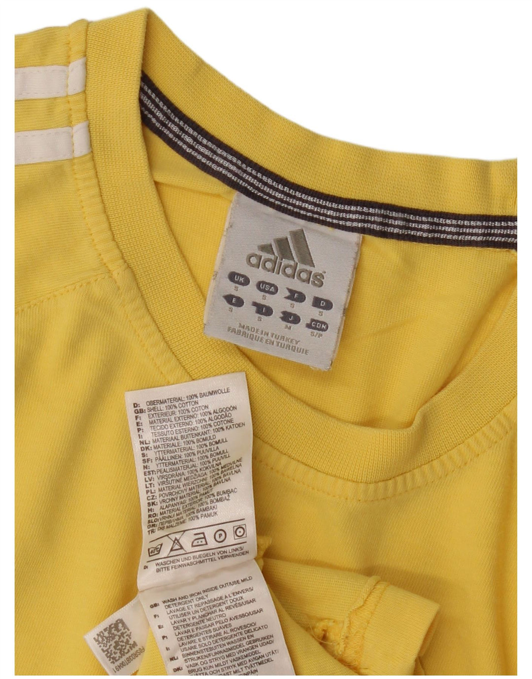 Adidas Mens T-Shirt Top Pequeno Algodão Amarelo