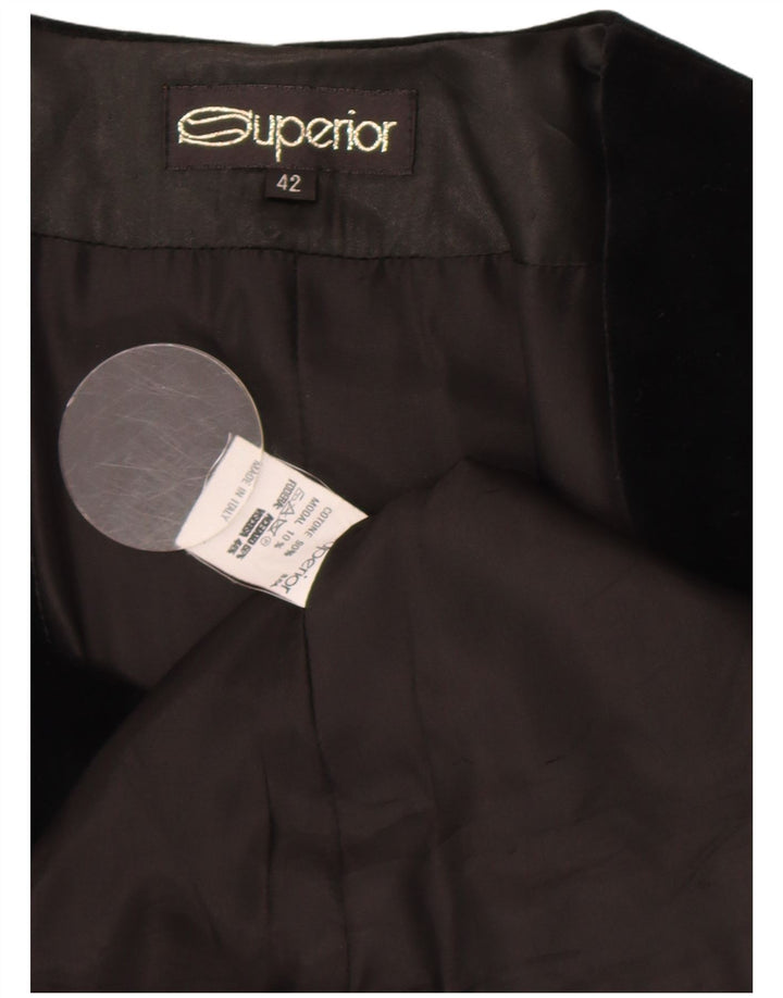 Conjunto de saia feminina superior de veludo com 4 botões e 2 peças IT 42 médio W28 preto