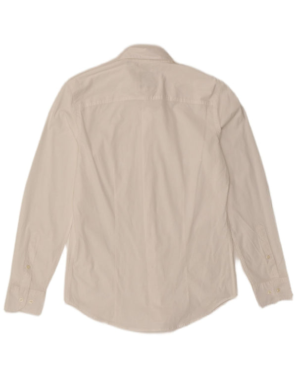 Camisa masculina Sisley Slim Fit tamanho 40 15 3/4 médio branco