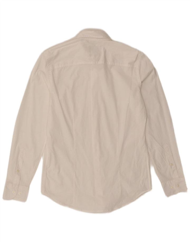 Camisa masculina Sisley Slim Fit tamanho 40 15 3/4 médio branco