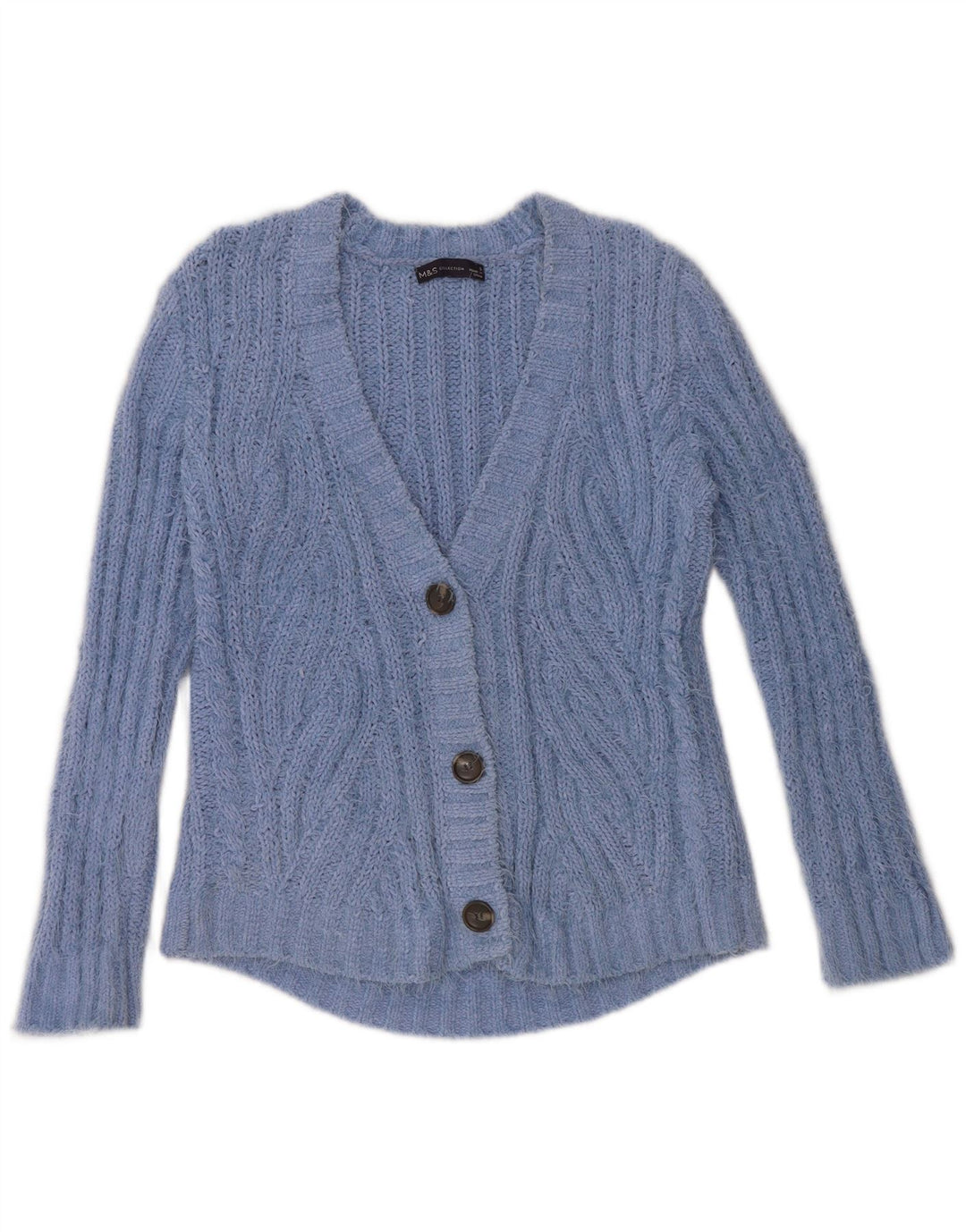 Marks & Spencer Womens Oversized Cardigan Sweater UK 10 Small Blue