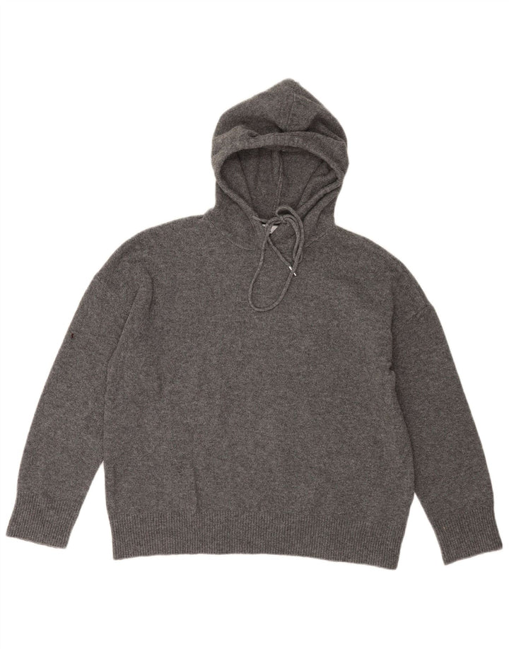 Zara Suéter feminino com capuz grande e grande, Reino Unido 10, pequeno, cinza, poliéster