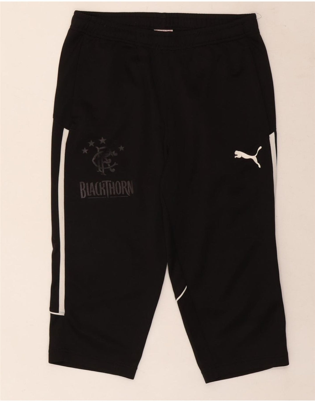 Calça de treino masculina Puma Graphic Capri pequena preta poliéster
