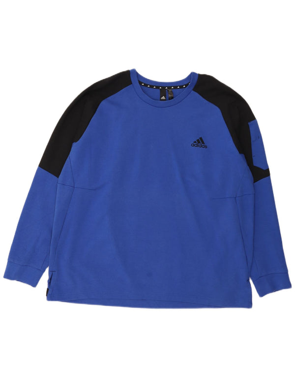 Adidas Mens Moletom Jumper 2XL Azul Colorblock Algodão