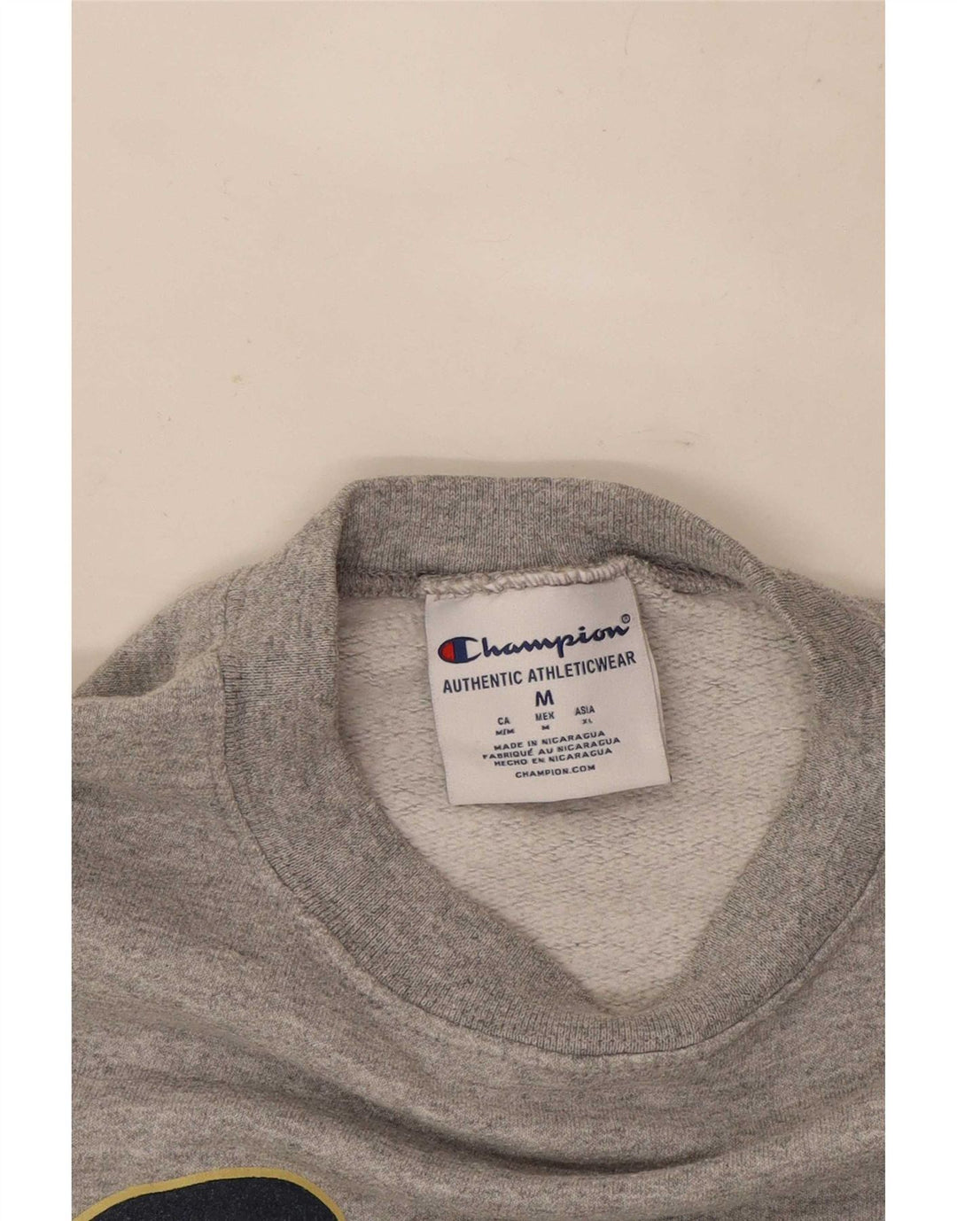 Champion masculino gráfico moletom jumper médio cinza manchado