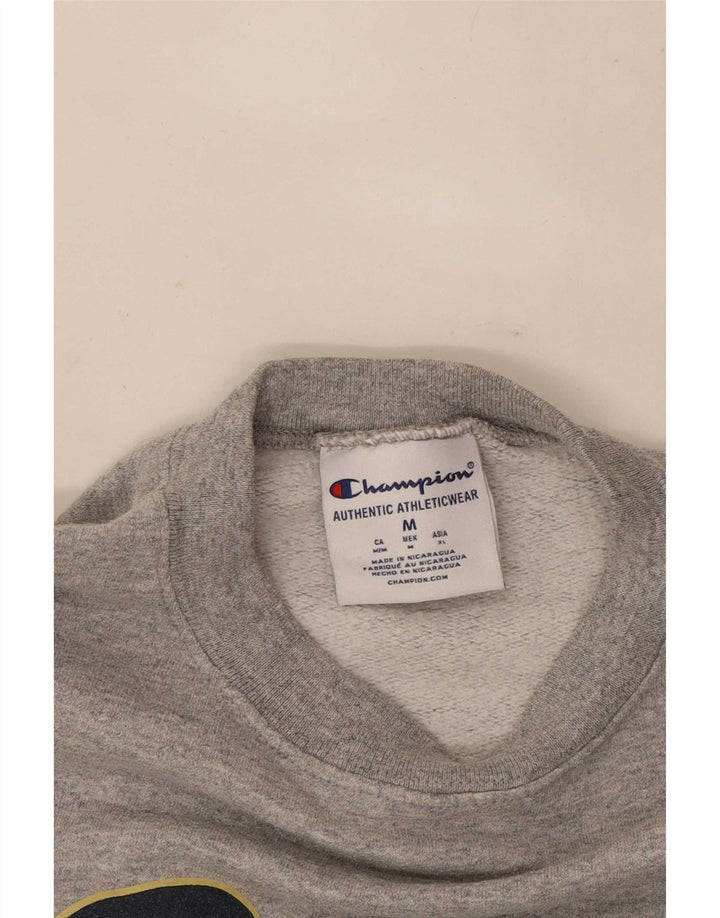 Champion masculino gráfico moletom jumper médio cinza manchado