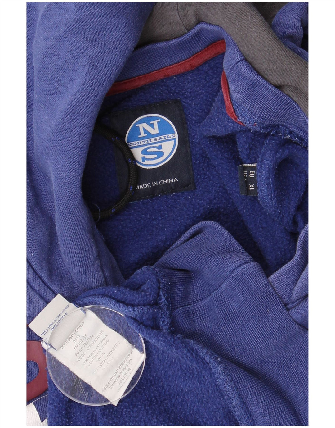 NORTH SAILS moletom com capuz gráfico masculino grande algodão azul marinho