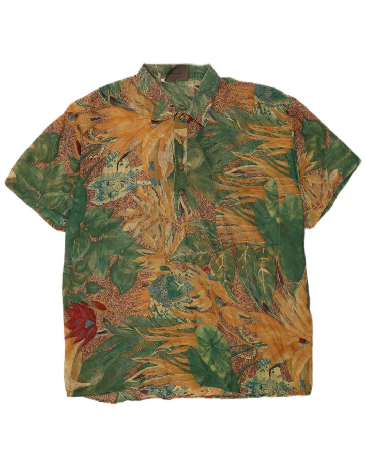 Pulôver masculino vintage de manga curta IT 54 XL floral multicolorido