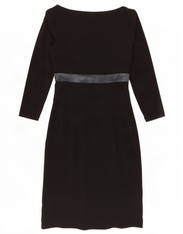 Vestido feminino Ralph Lauren manga 3/4 com bainha US 4 pequeno poliéster preto