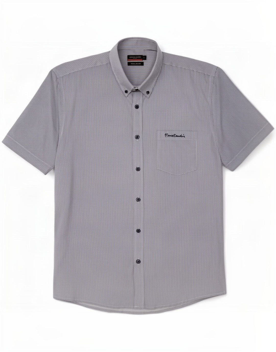 Pierre Cardin Camisa masculina de manga curta regular fit grande azul marinho Chevron