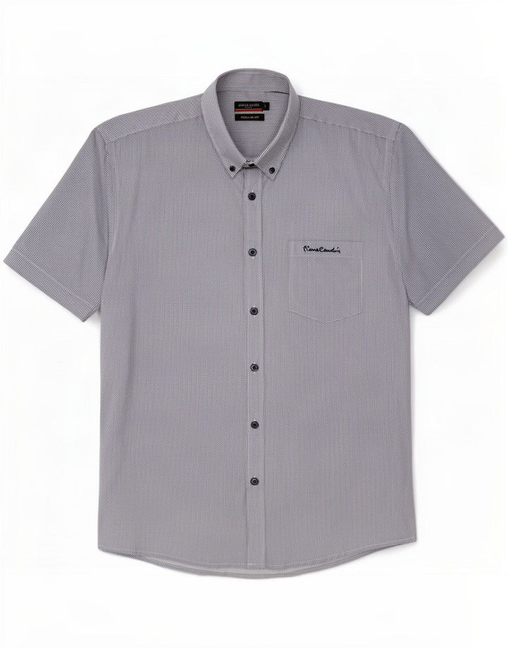 Pierre Cardin Camisa masculina de manga curta regular fit grande azul marinho Chevron