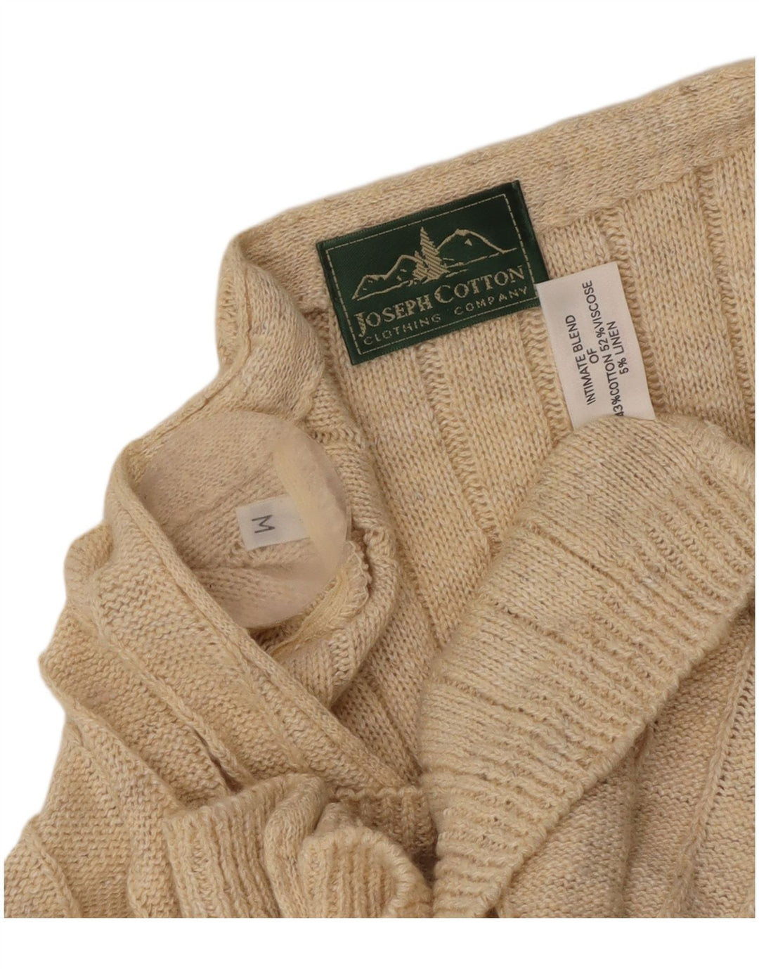 Suéter cardigã masculino vintage algodão bege médio