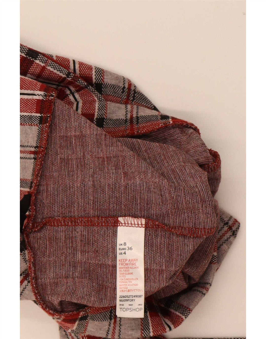 Leggings gráficas femininas Topshop Reino Unido 8 poliéster xadrez vermelho pequeno