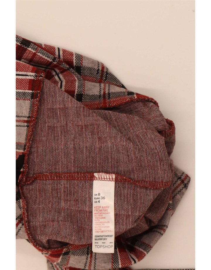 Leggings gráficas femininas Topshop Reino Unido 8 poliéster xadrez vermelho pequeno