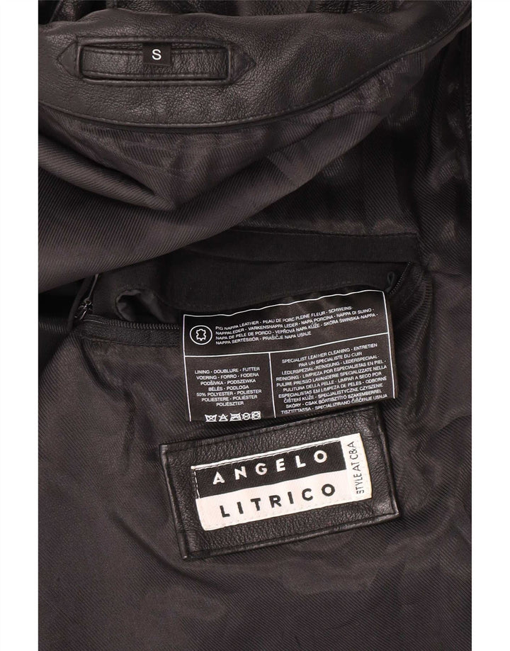 Jaqueta de couro masculina Angelo Litrico UK 36 pequena couro preto