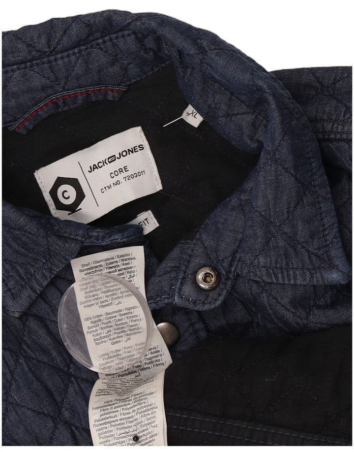 Camisa masculina Jack & Jones acolchoada XL azul marinho algodão