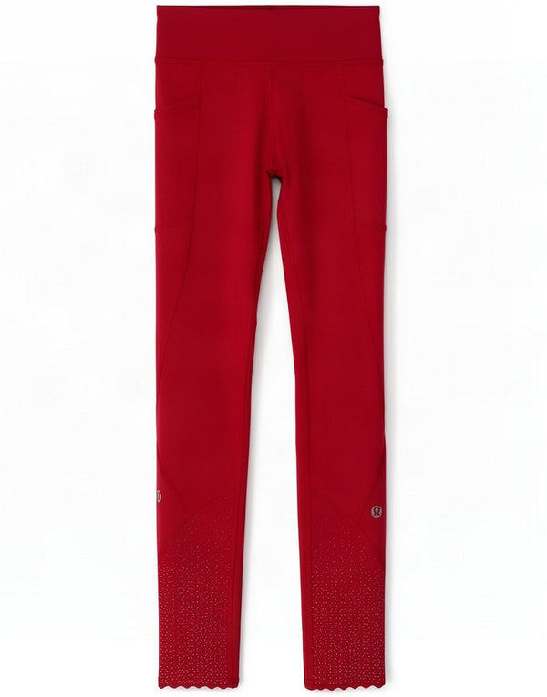 Lululemon Womens Crop Leggings US 4 Small Red Sports