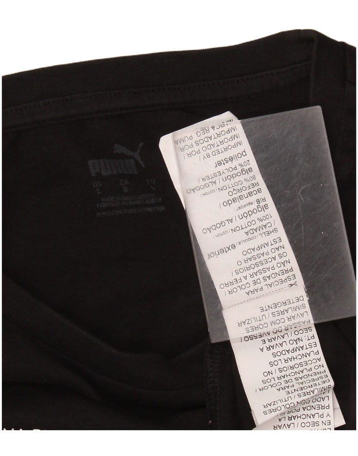 Camiseta masculina PUMA com estampa gráfica grande de algodão preto