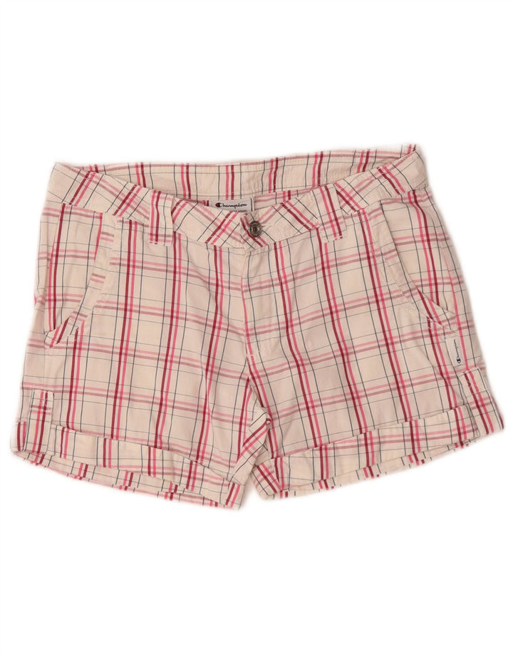 Shorts Chino Feminino Champion Pequeno W27 Algodão Xadrez Branco