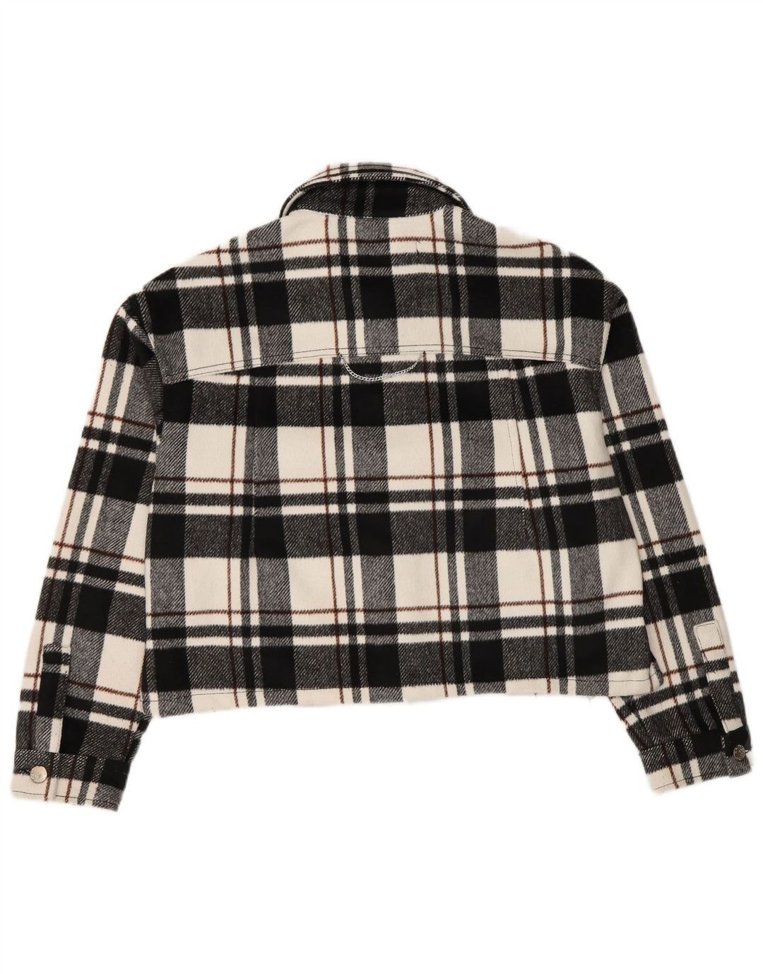 Zara Womens Crop Oversized Bomber Jacket UK 6 XS Preto Check Poliéster