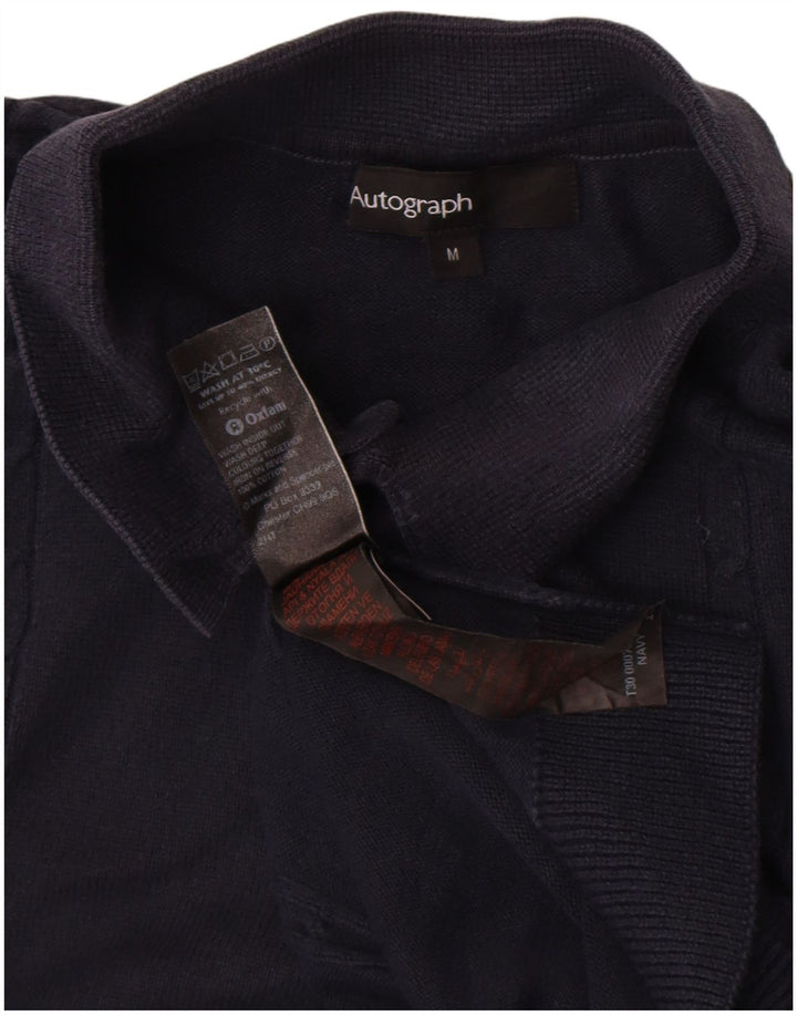 Suéter masculino Marks & Spencer Autograph com gola polo azul marinho médio