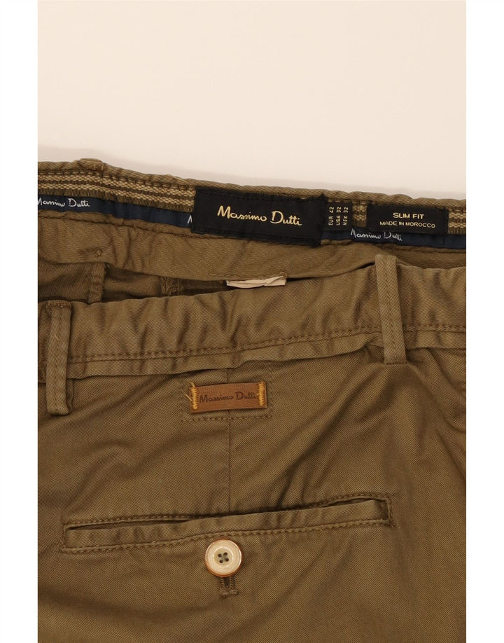 MASSIMO DUTTI Mens Slim Fit Chino Trousers W32 L34 Green Vintage Massimo Dutti and Second-Hand Massimo Dutti from Messina Hembry 