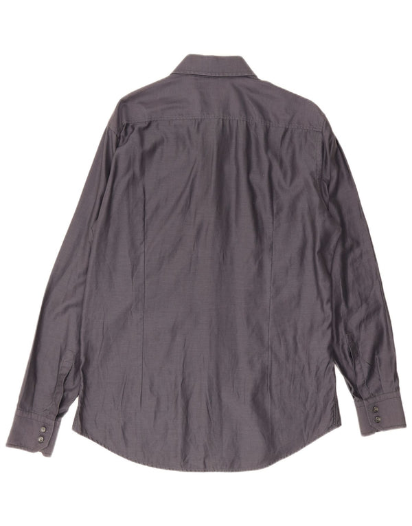Camisa masculina Hugo Boss Slim Fit tamanho 41/42 grande algodão cinza