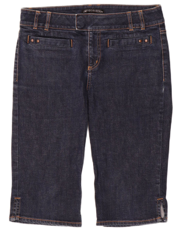 Shorts jeans feminino Marks & Spencer Reino Unido 8 pequeno W30 azul marinho algodão