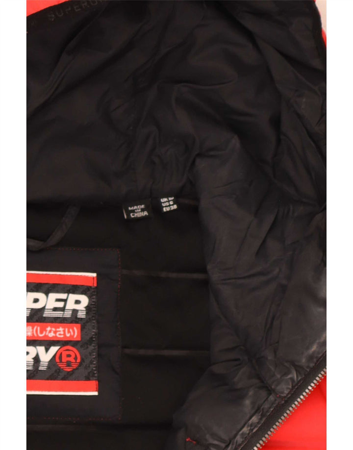 Jaqueta acolchoada com capuz feminina Superdry UK 10 poliéster vermelho pequeno