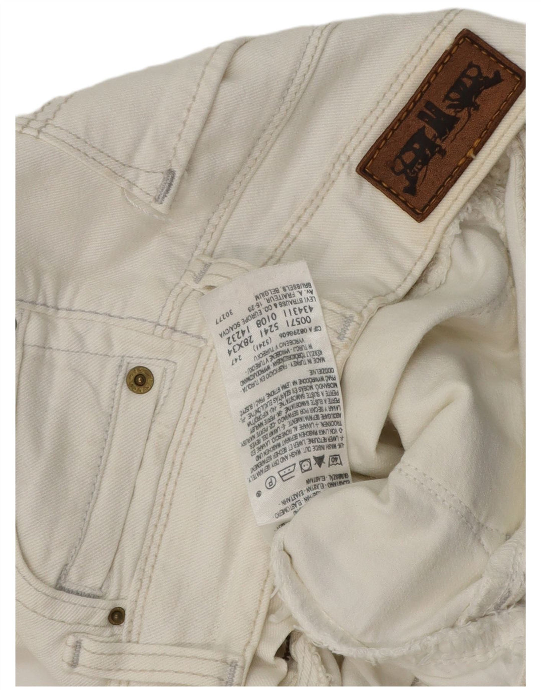 Calça jeans feminina Levi's 571 Slim W28 L30 algodão branco