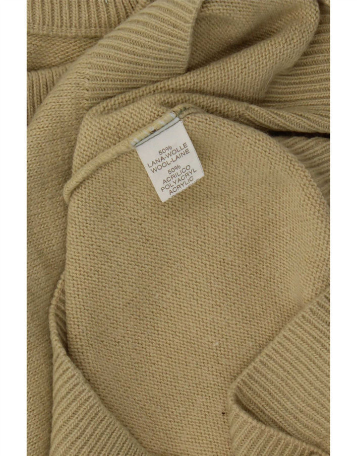 Suéter masculino vintage com gola redonda IT 52 grande lã bege