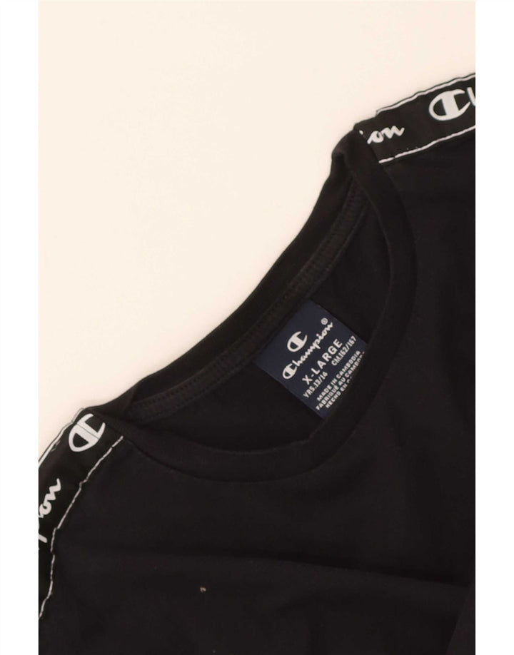 Champion Boys Graphic Top Manga Comprida 13-14 Anos XL Preto
