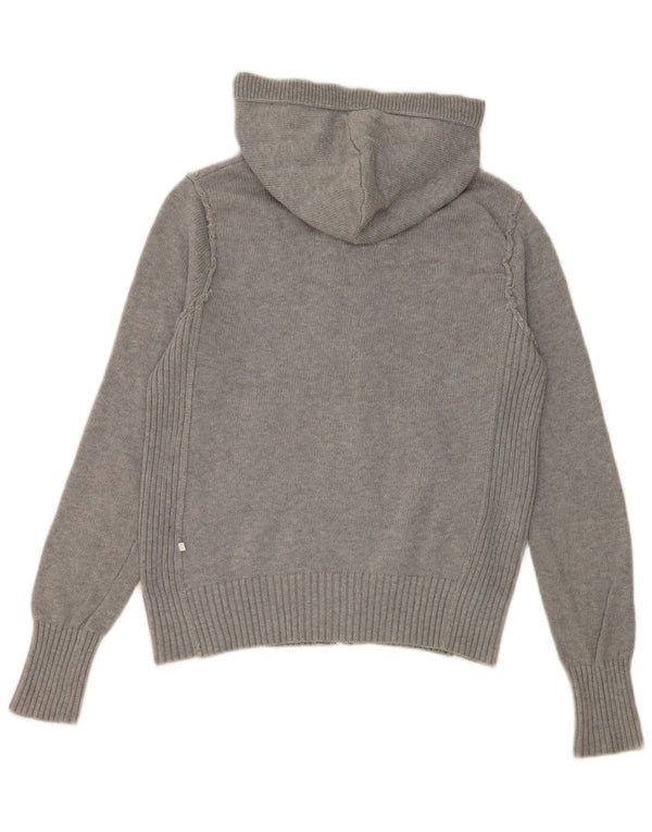 Suéter cardigã feminino com capuz Abercrombie & Fitch Reino Unido 12 cinza médio