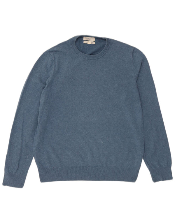 Suéter masculino Marks & Spencer com gola redonda, algodão azul médio