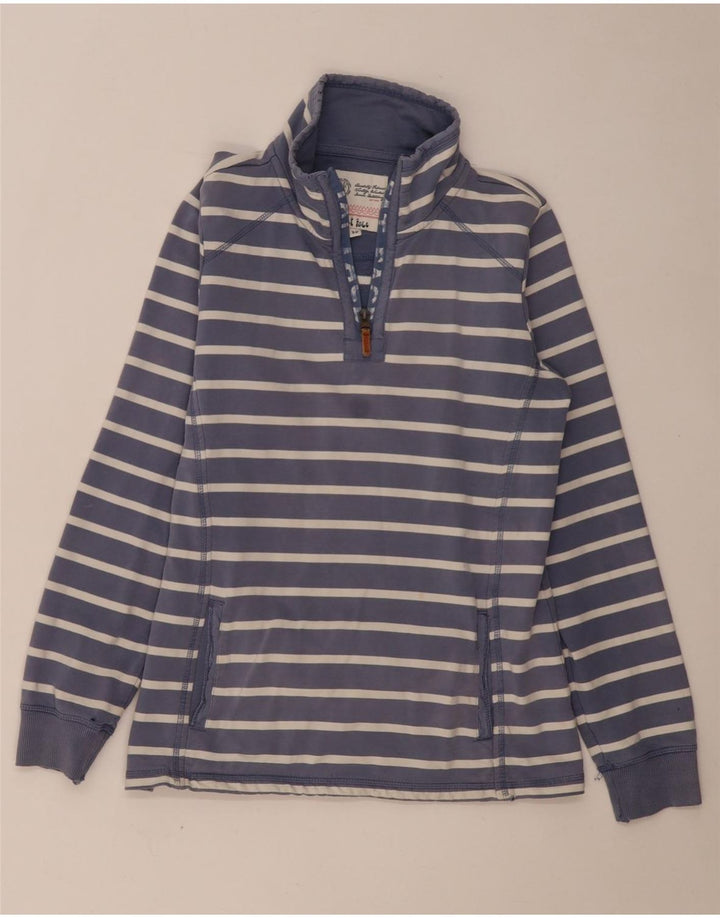Suéter feminino grande FAT FACE Reino Unido 10 listrado azul marinho pequeno